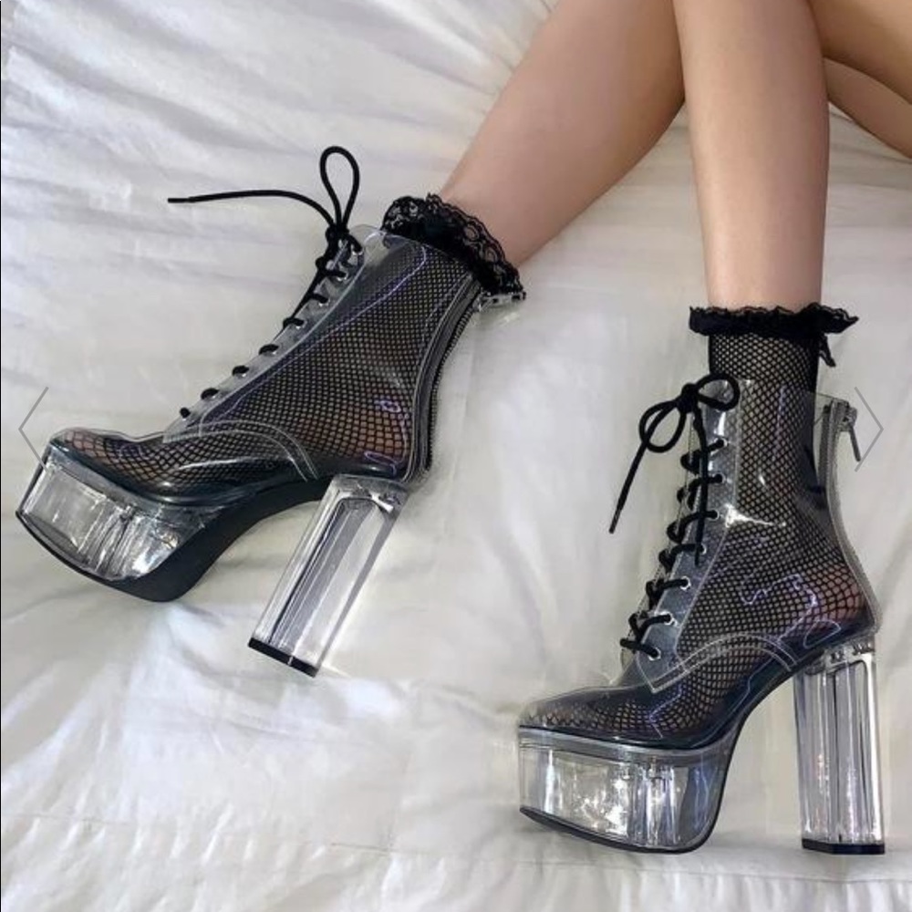 Shibuya Crossing Clear Heel Boots - 7 [BNIB]
